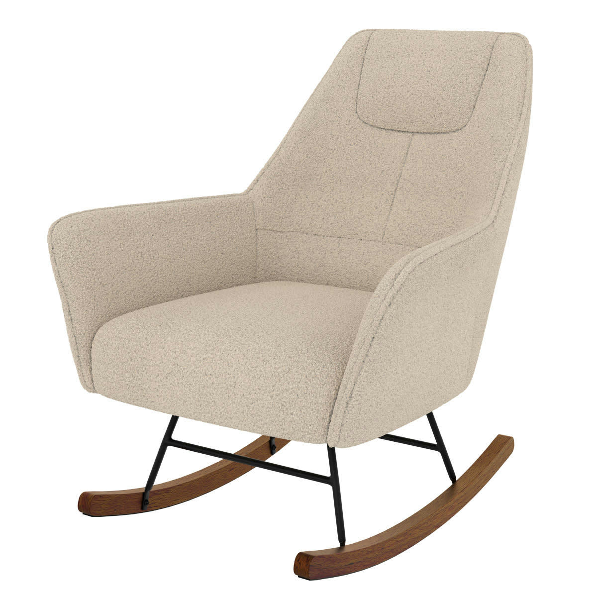 SHAUN - Rocking-chair beige effet laine bouclette en tissu