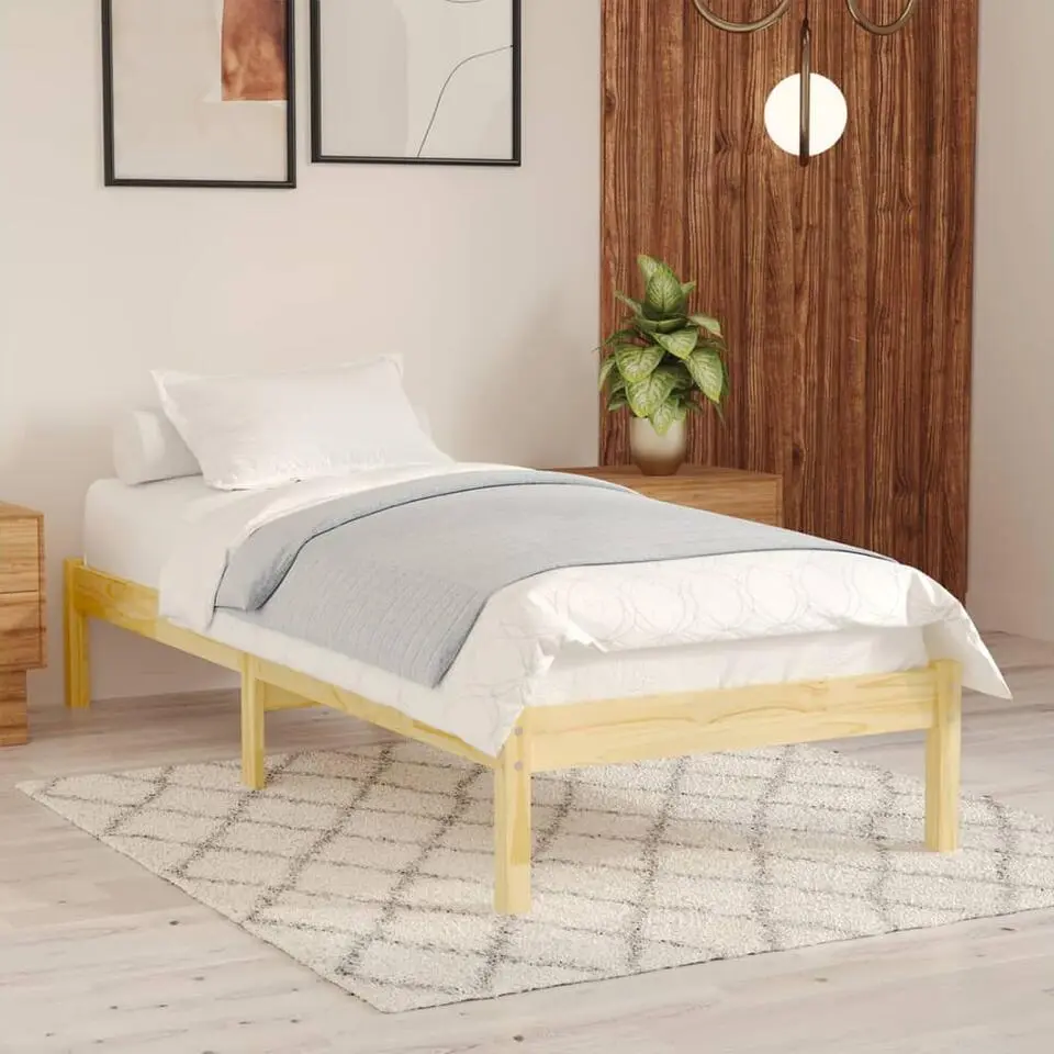vidaXL - Bed frame met lattenbodem - Naturel - Massief grenenhout - 90x190 cm
