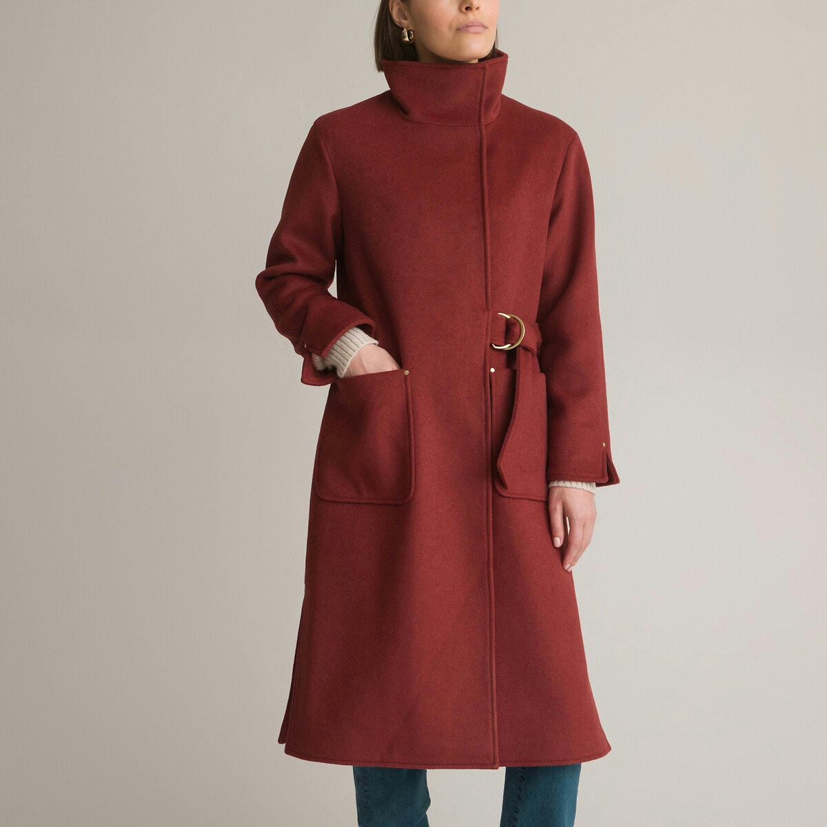 Manteau long, asymétrique, fermeture lien