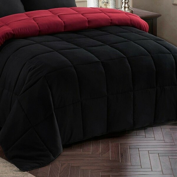 Down Alternative Comforter Set 3 PCS with Shams King Black