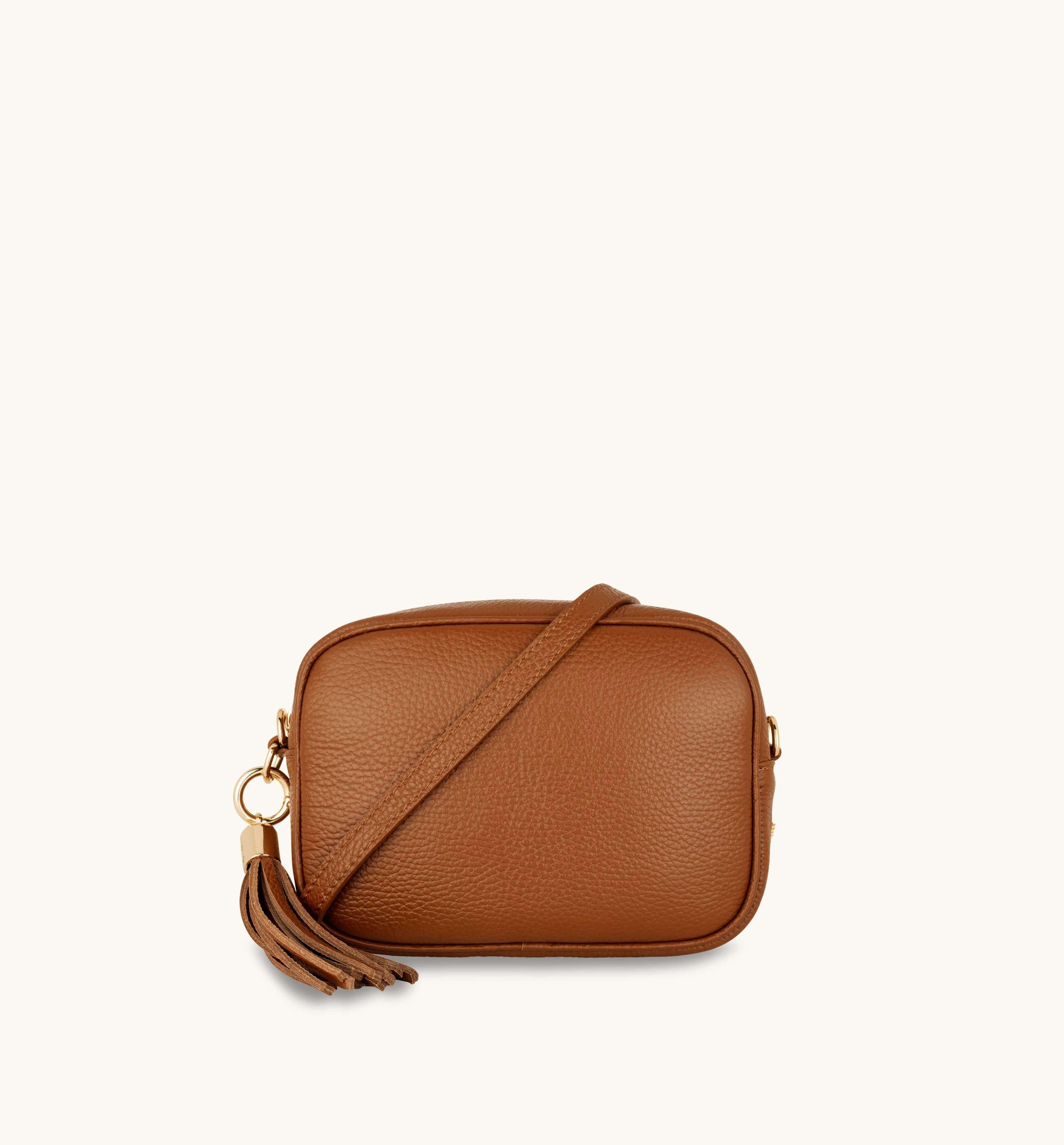 Apatchy London Tan Leather Crossbody Bag With Tan Cheetah Strap