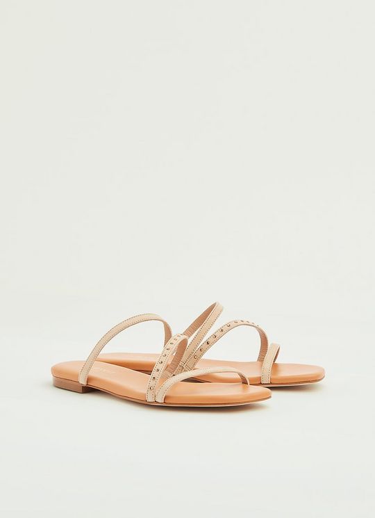 Rosey Beige Suede Studded Sandals