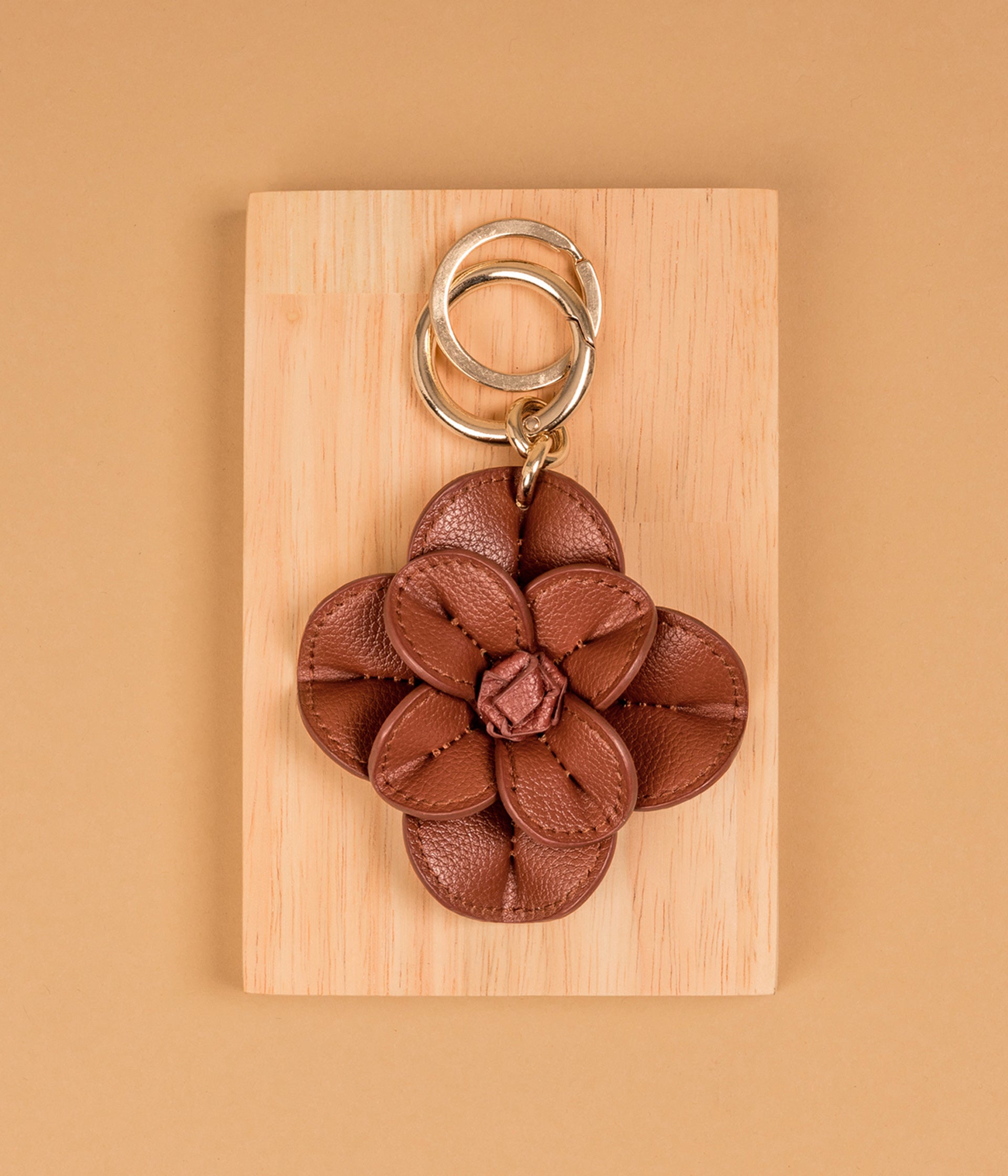 Porte-clés Flower cognac