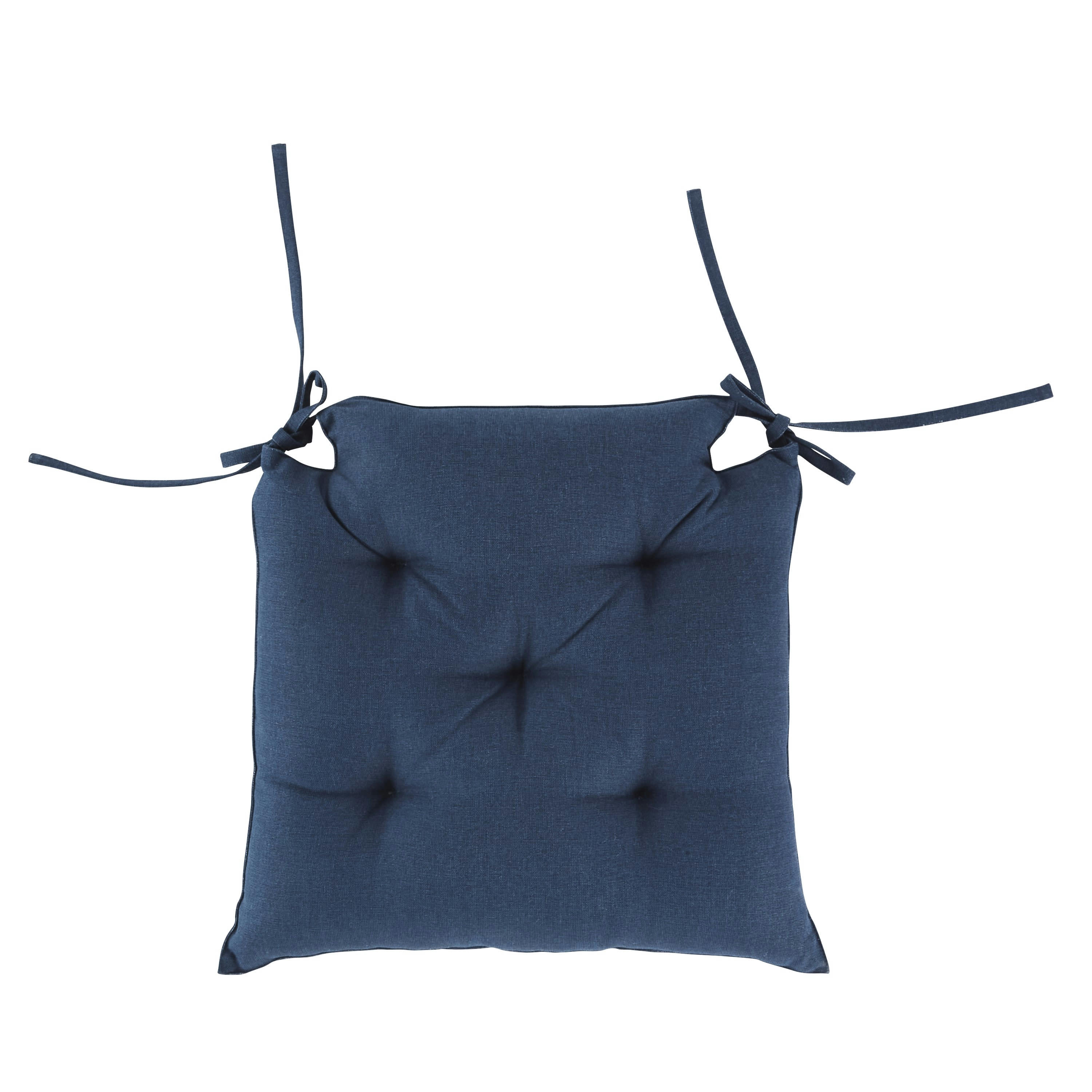 ROMMIE - Galette d'extérieur de chaise en coton bleu marine 40x40