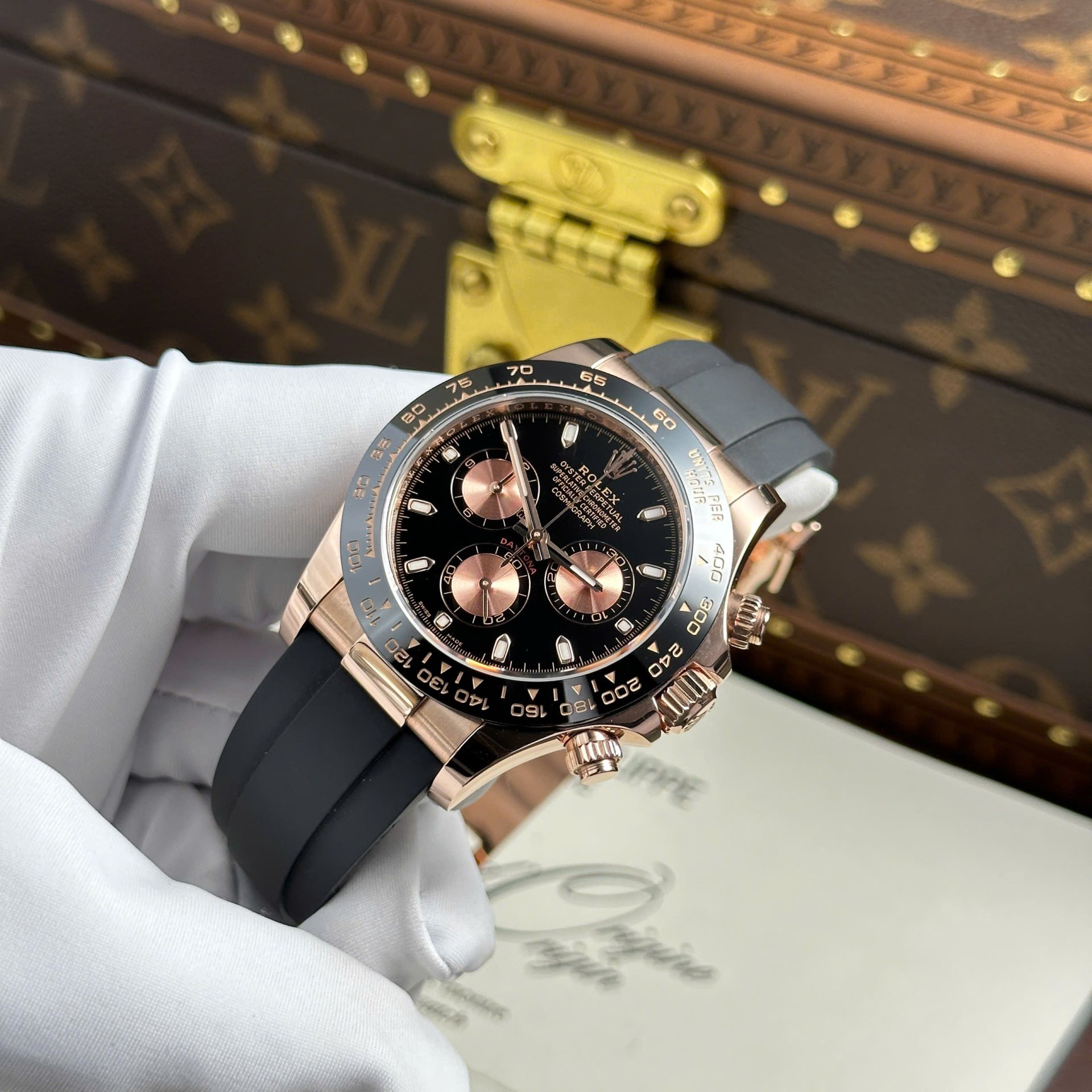Rolex Daytona 116515LN RG Plated Black Dial 40mm Oysterflex Super Clone