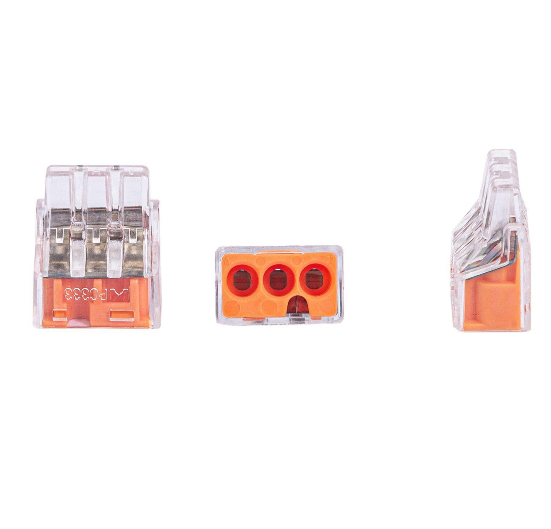 GARDNER BENDER 19-PC3 3 Port PushGard Push-In Wire Connector, Orange, 10-pk