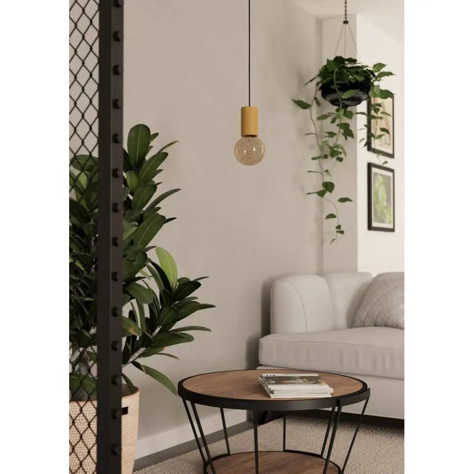 EGLO Pozueta 1 Hanglamp - E27 - Hout - Zwart/Bruin