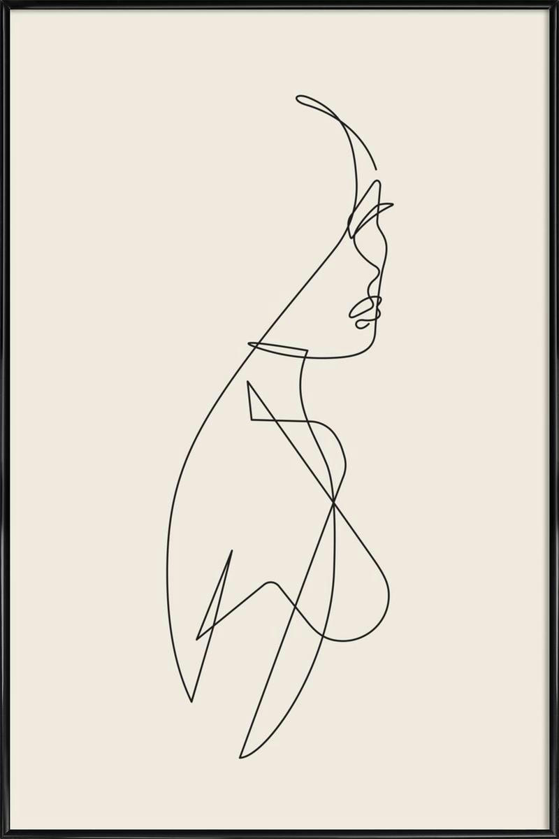 FEMME I - Affiche dans cadre standard (noir) blanc ivoire & noir 30x45