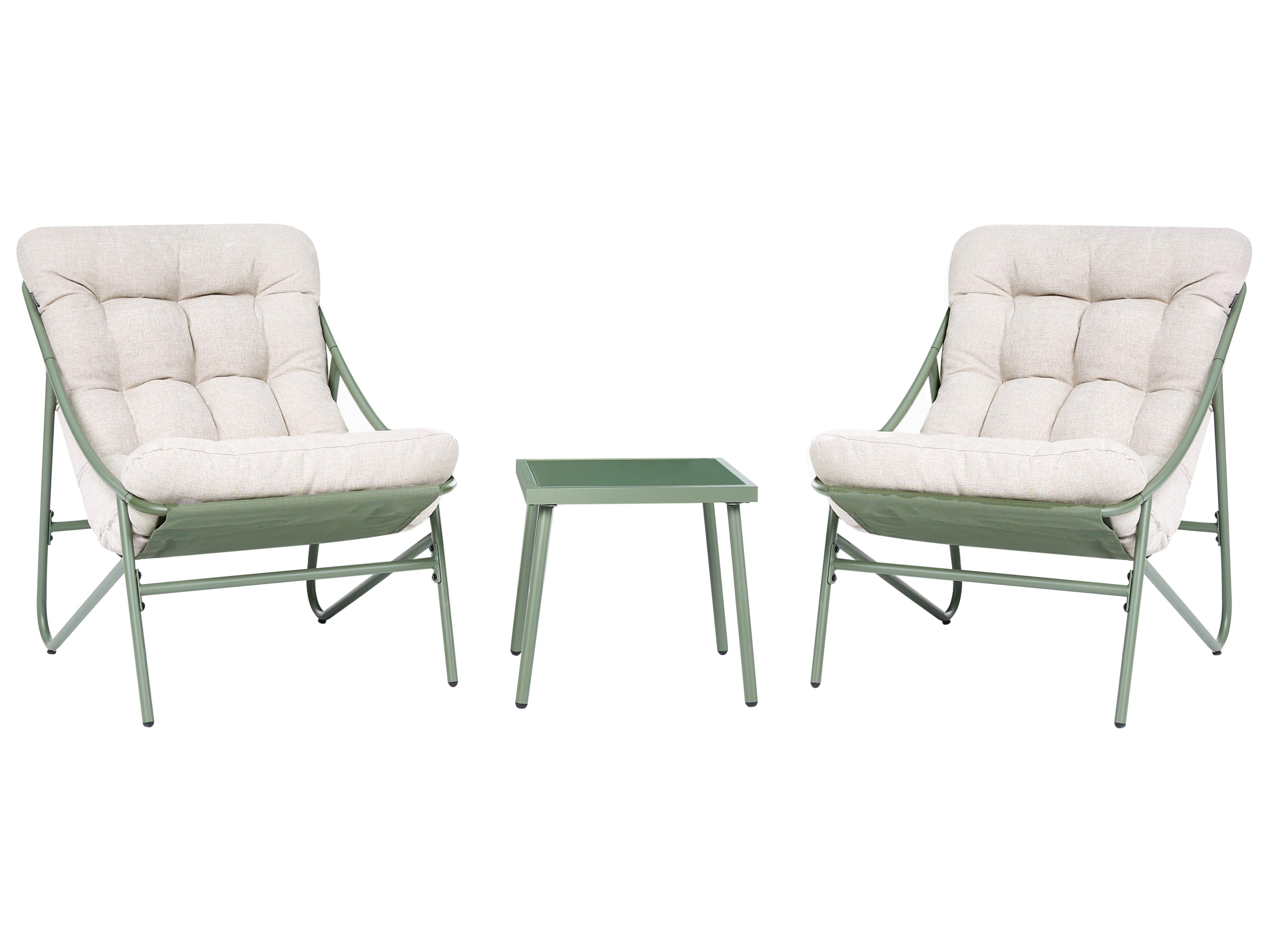 Garden Lounge Set with Table 2 Seater MOLVENO Metal Beige/ Green