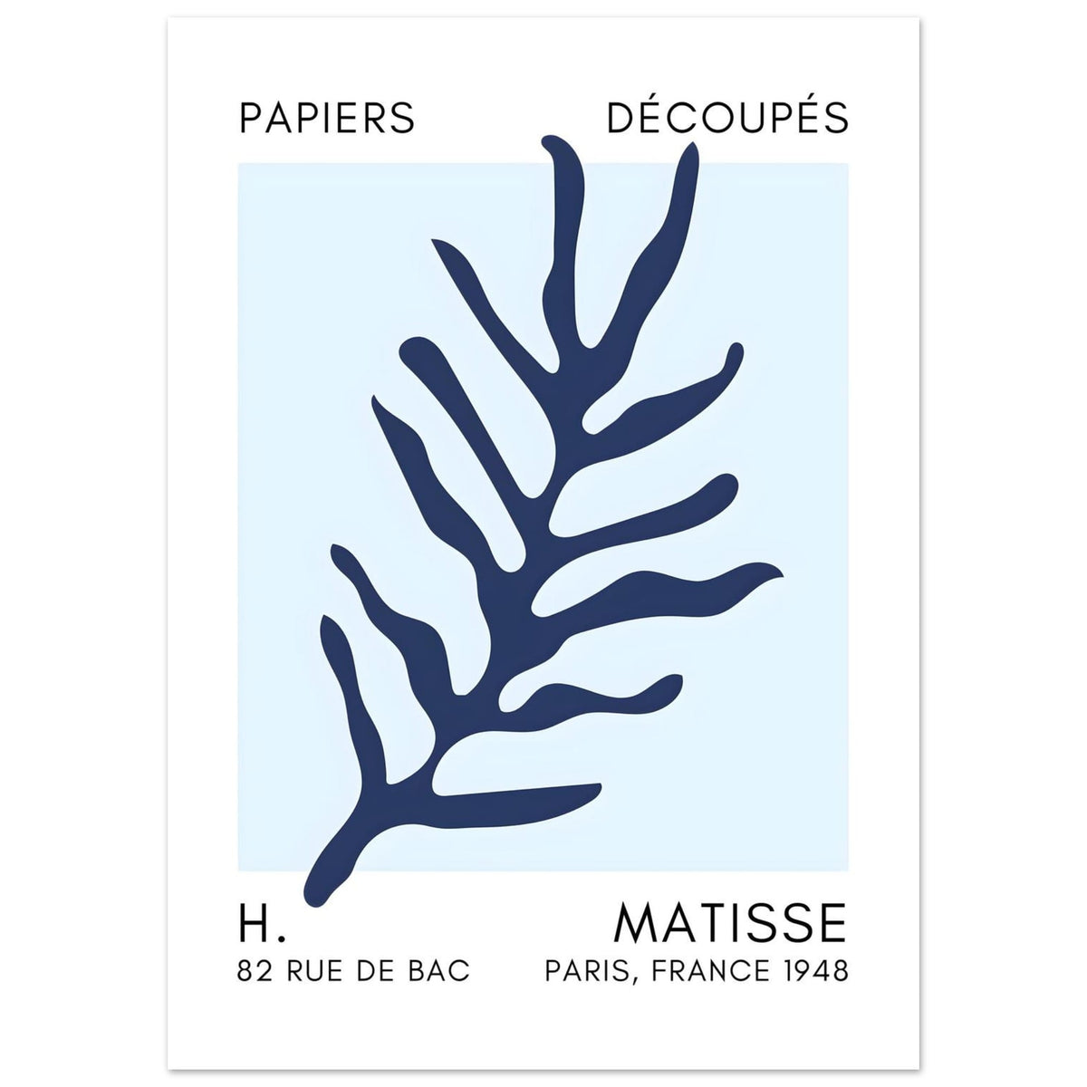 Artfulprints Poster Matisse – Ocean flora navy blue I  - 50x70 cm - Blauw