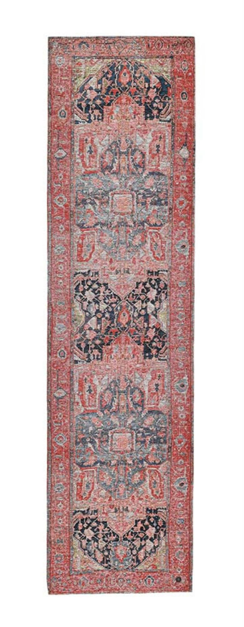 FUNKY ORIENT - Tapis d'orient vintage tissé plat multicolore 075x290 cm