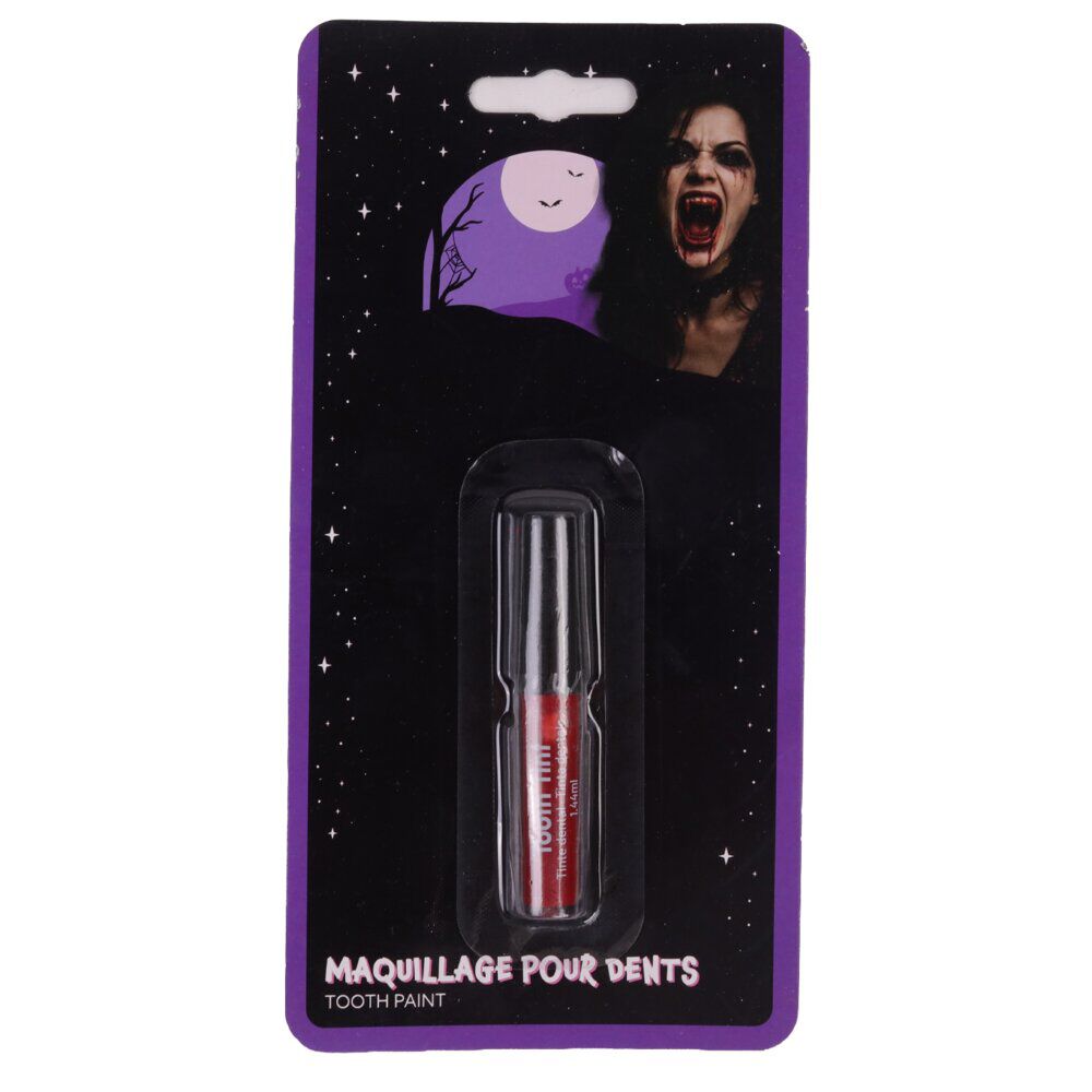 Maquillage Halloween peinture dents tube couleur (2 modèles rouge ou noir)