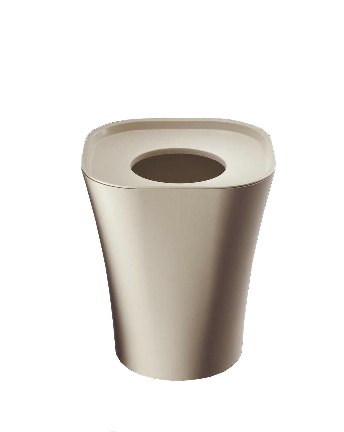 TRASH - Corbeille à papier plastique beige 24x28x24cm