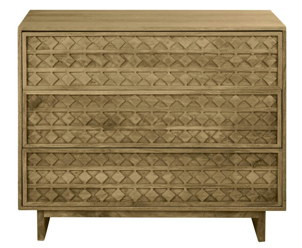 Makao - Commode 3 tiroirs en bois de manguier massif