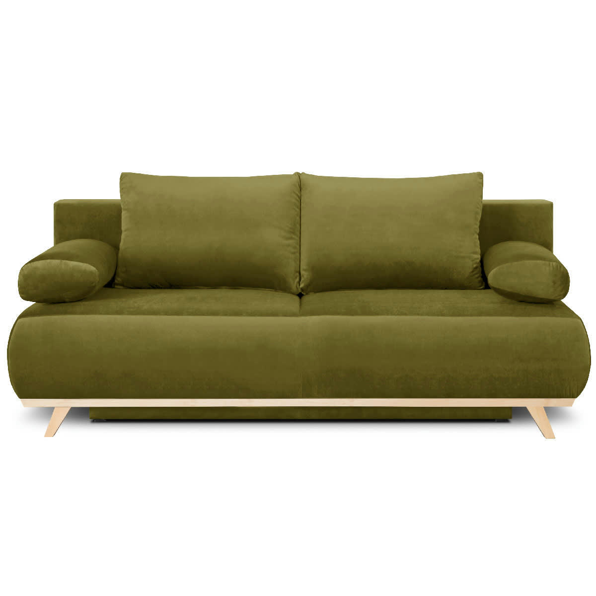 LARIA - Canapé convertible 3 places avec coffre de rangement vert olive