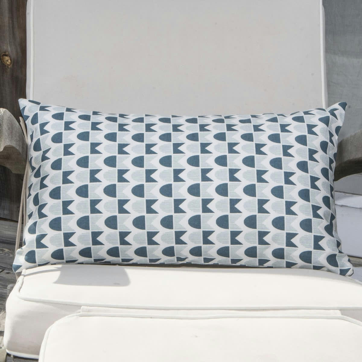 SKANDI - Housse de coussin d'extérieur coton  50x30 bleu paon