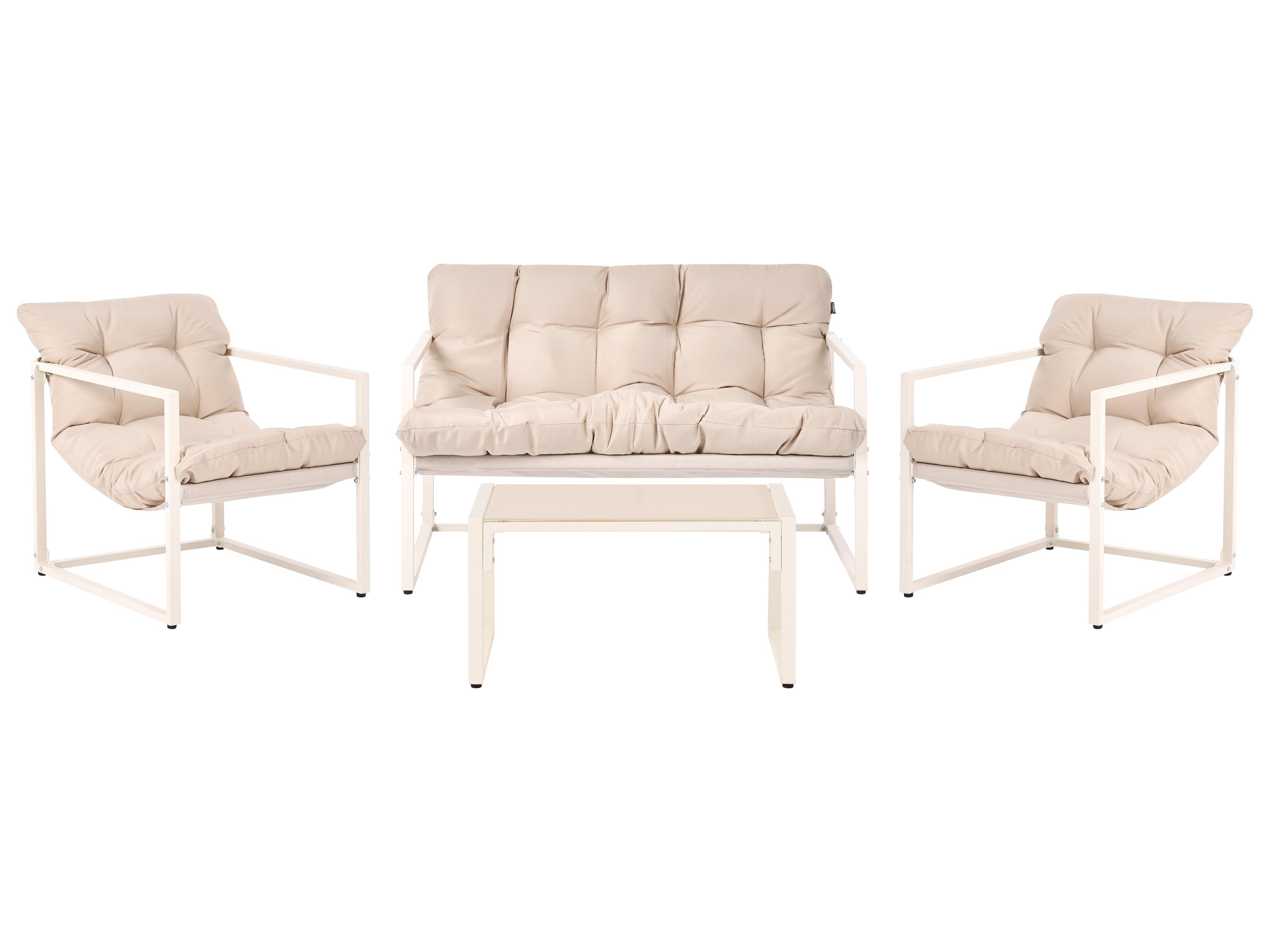 Garden Lounge Set with Table 4 Seater GARDA Metal Beige