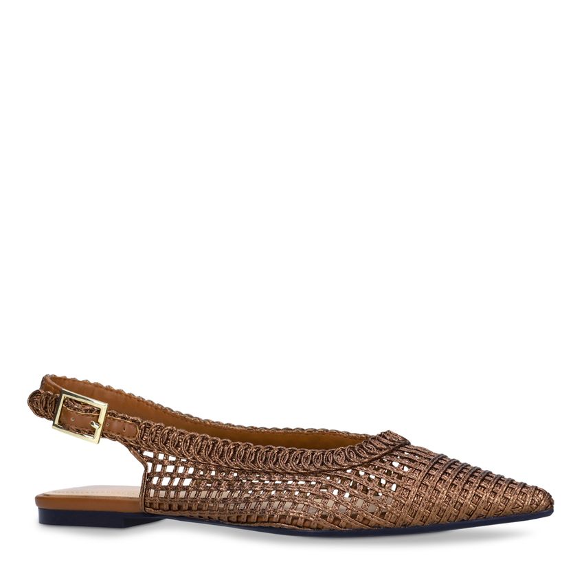 Manfield Bronzen gevlochten slingbacks