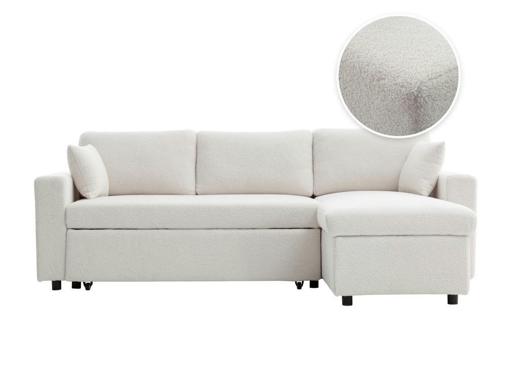 MARIA - Canapé d'angle réversible et convertible 3 places en tissu bouclette