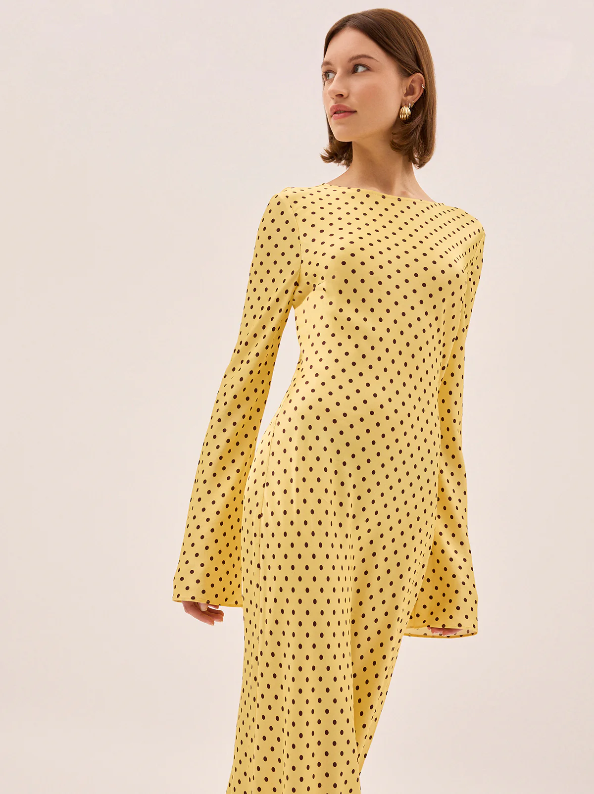 Keira Yellow Pin Dot  Print Dress