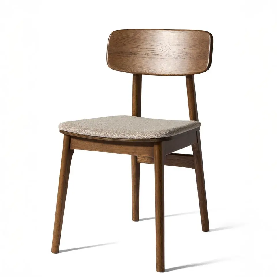 Eetkamerstoel Beige/Walnoot - Zithoogte 47cm - Livo - Set van 2