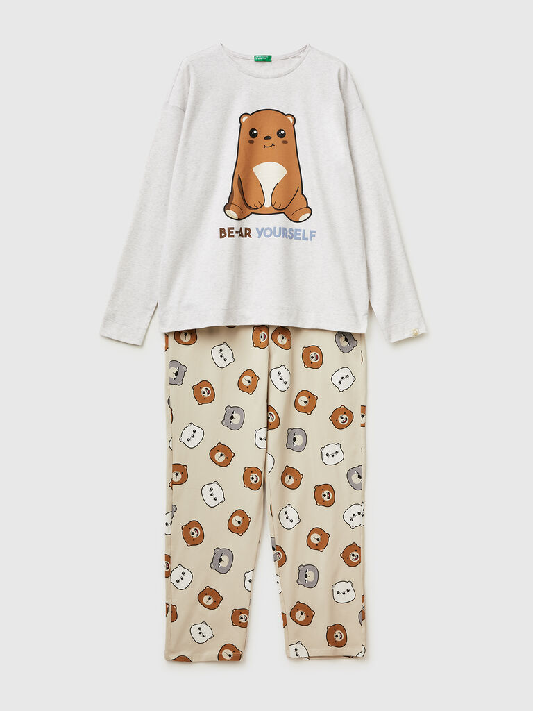 Pyjamas in stretch cotton with print