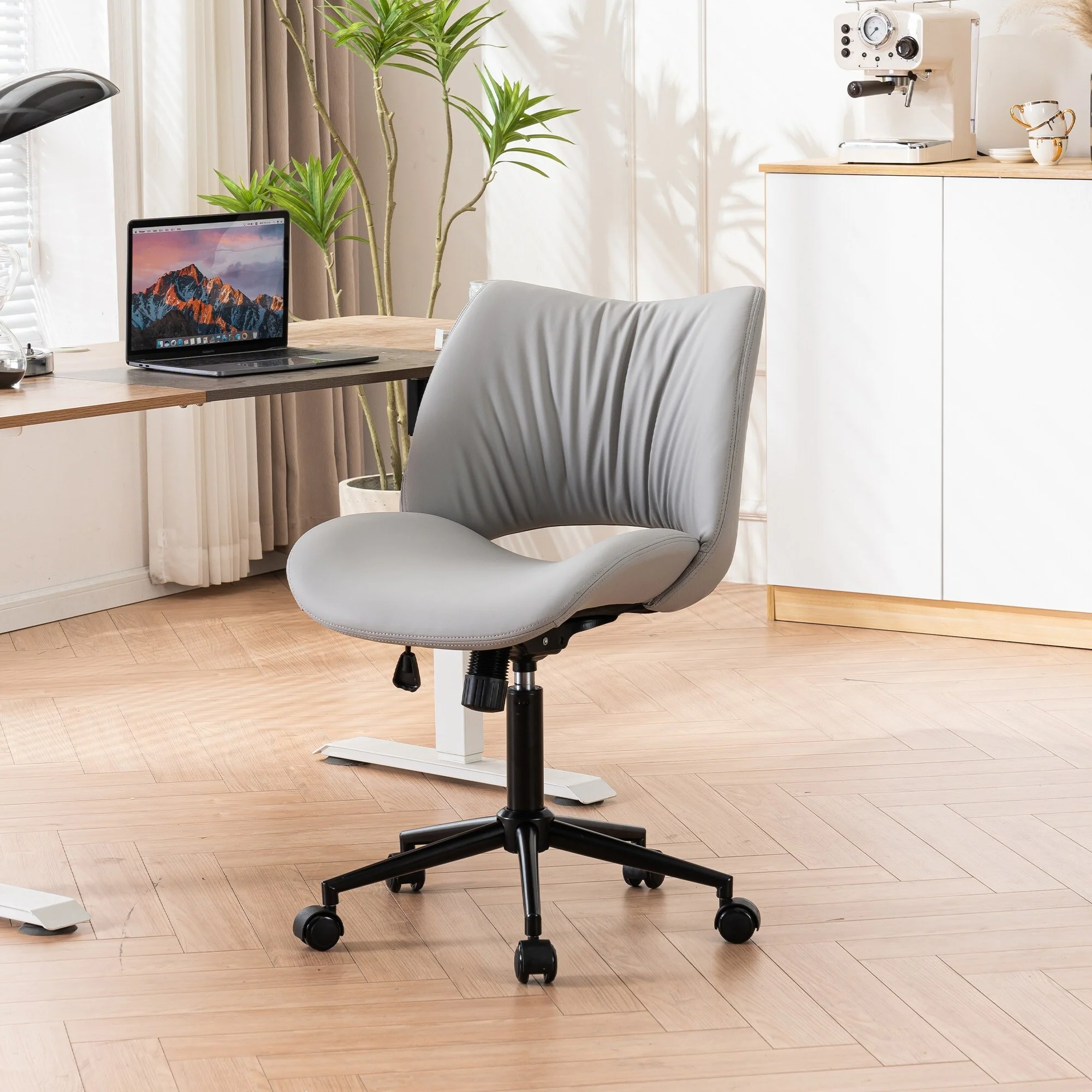 Swivel Armless Ergonomic Office Chair with Wheels