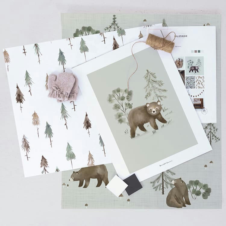 KHARU - Affiche ours Little Bear (30 x 40 cm)