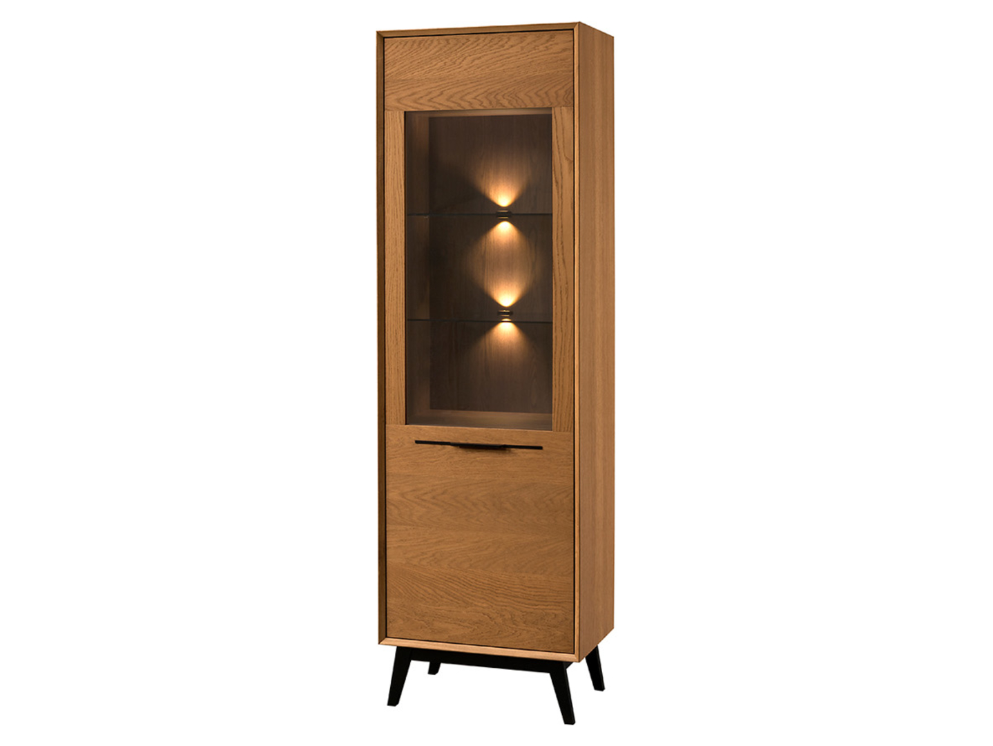 Witryna Lazure 60 cm z drzwiami i LED dąb rustical karmelowy