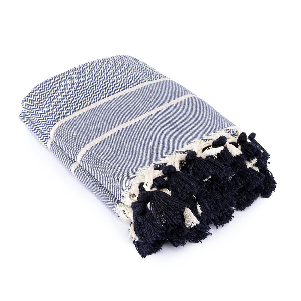 STOCKHOLM - Plaid coton  160x250 bleu marine