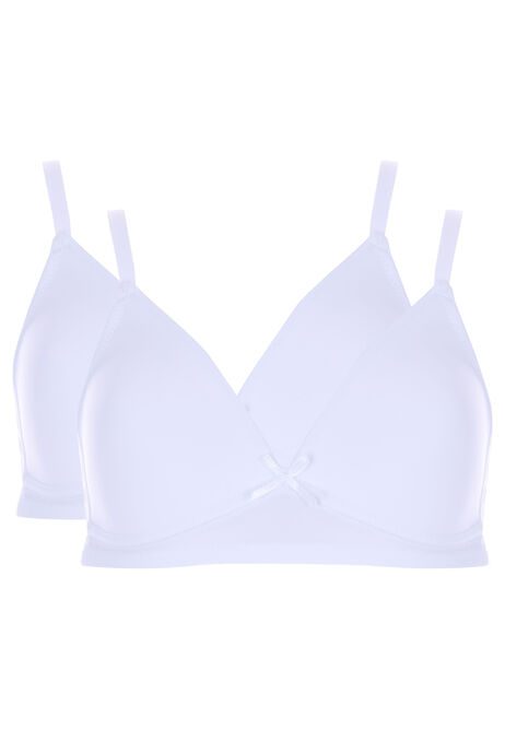 Older Girls 2pk White Plain Comfort Bras