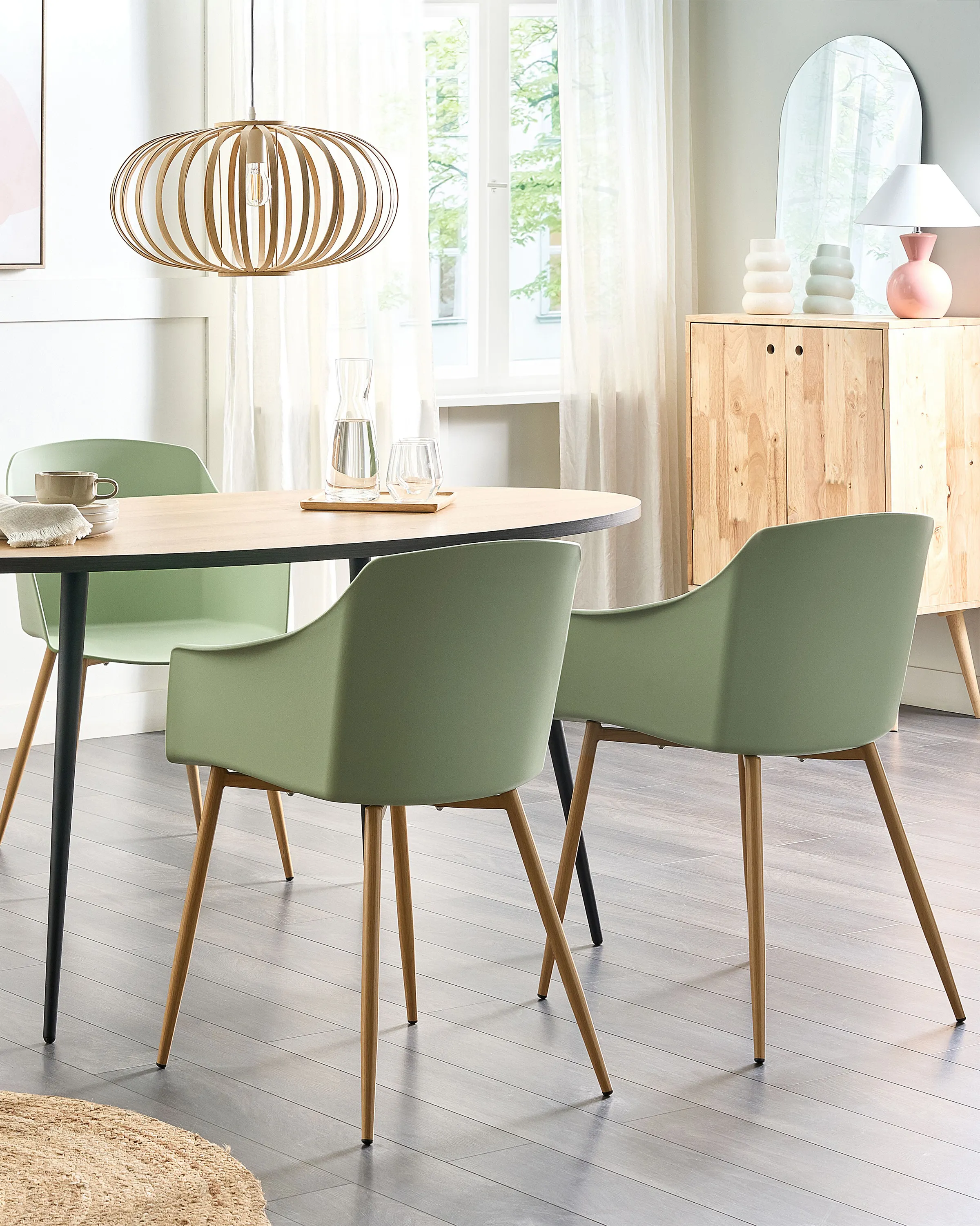 Set of 2 Dining Chairs FONDA II Light Green