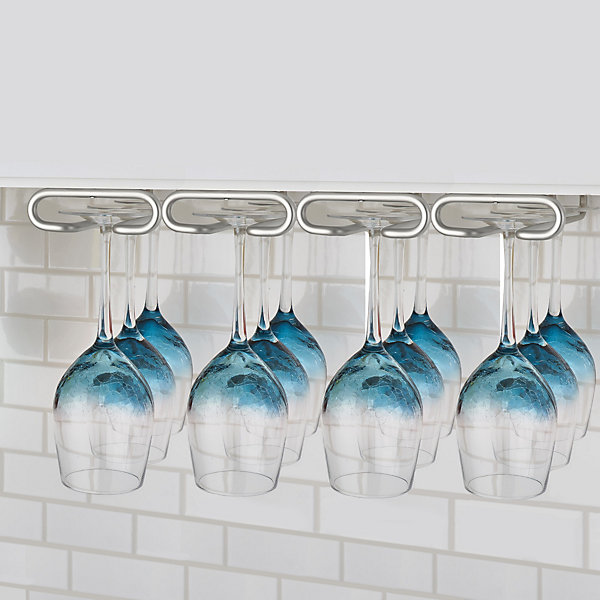 Emuca Porte-verres pour meubles à 4 rangées, longueur 280mm, acier, chromé