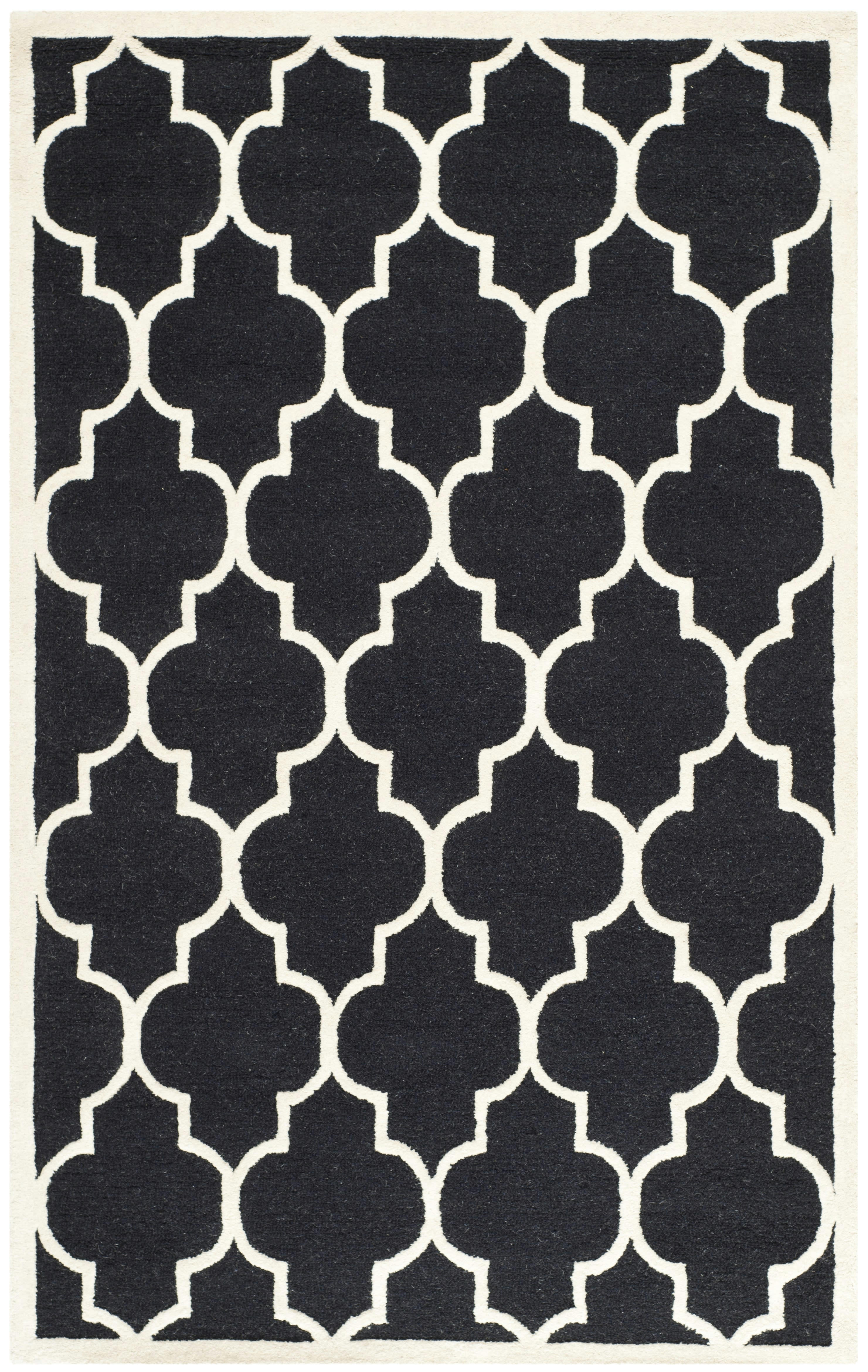 CAMBRIDGE - Tapis de salon interieur en noir & ivoire, 152 x 244 cm