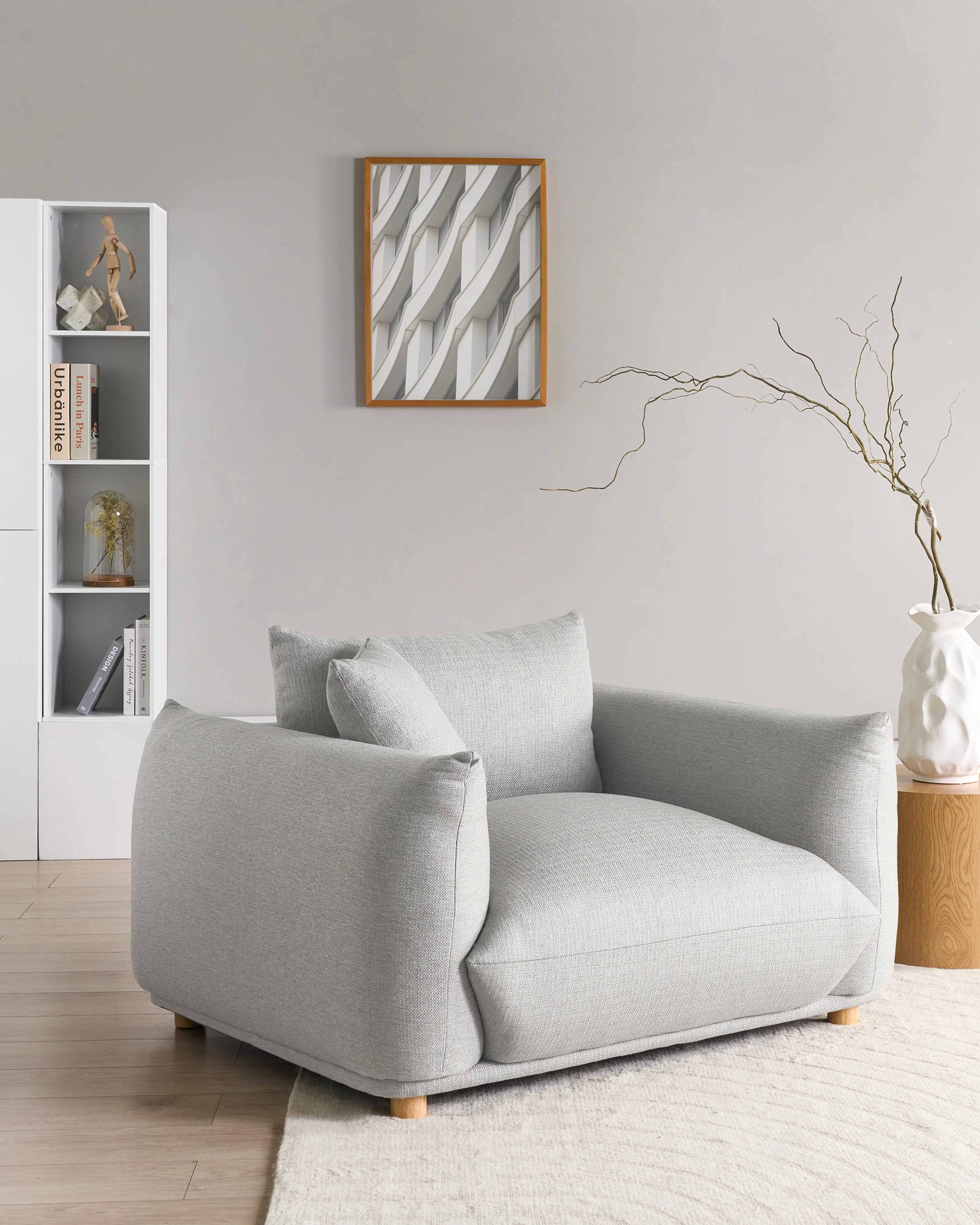 Armchair LUVOS Fabric Light Grey