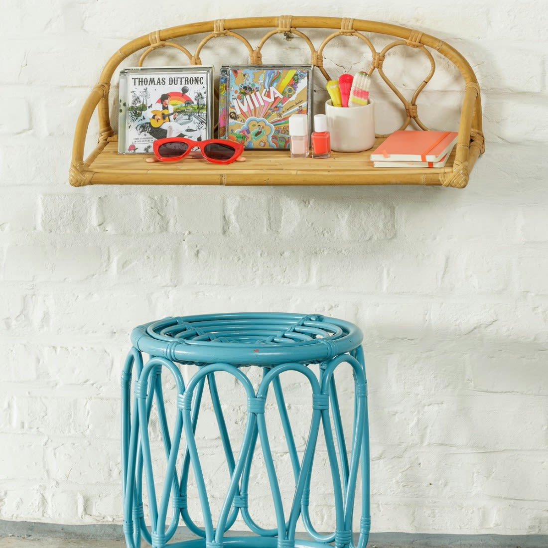 LILY - Etagère murale en rotin vintage