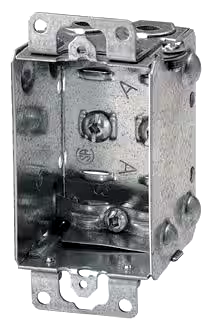 Hubbell 1102LUBAR 1 Gang Device Box with Raised Ground Screw, Cable Pryouts Ends, Gangable, 10 Cubic Inches