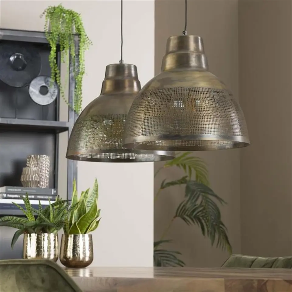 Industri?le hanglamp Luisa 2-lichts metaal brons 38x95x150 cm Brons