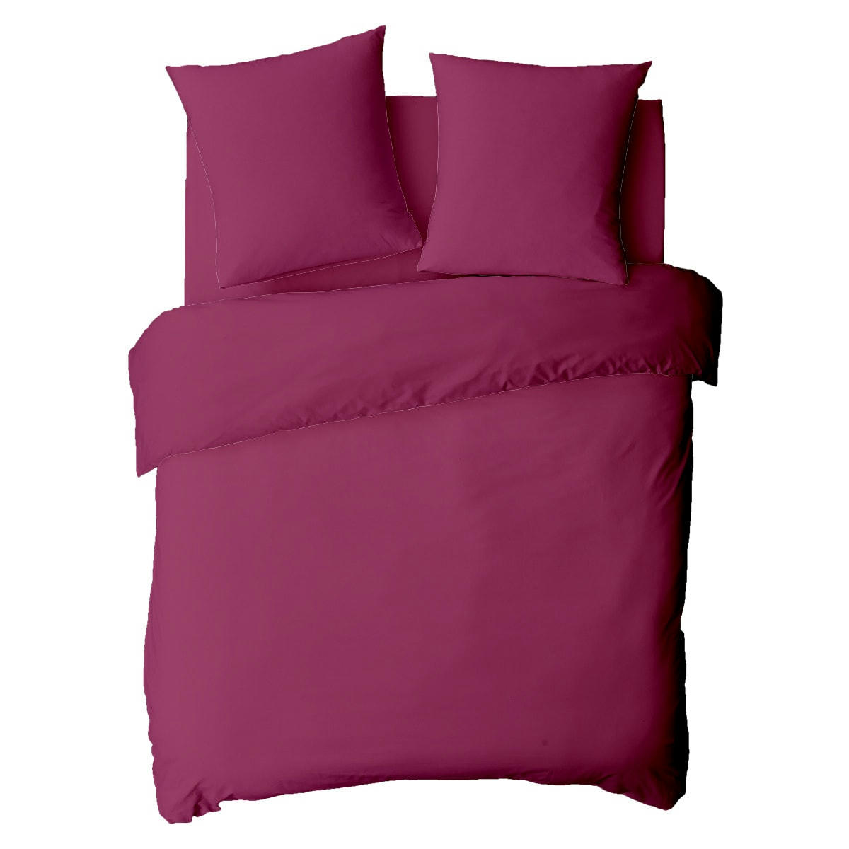 COTON UNIS - Housse de couette coton  unie magenta 260x240cm