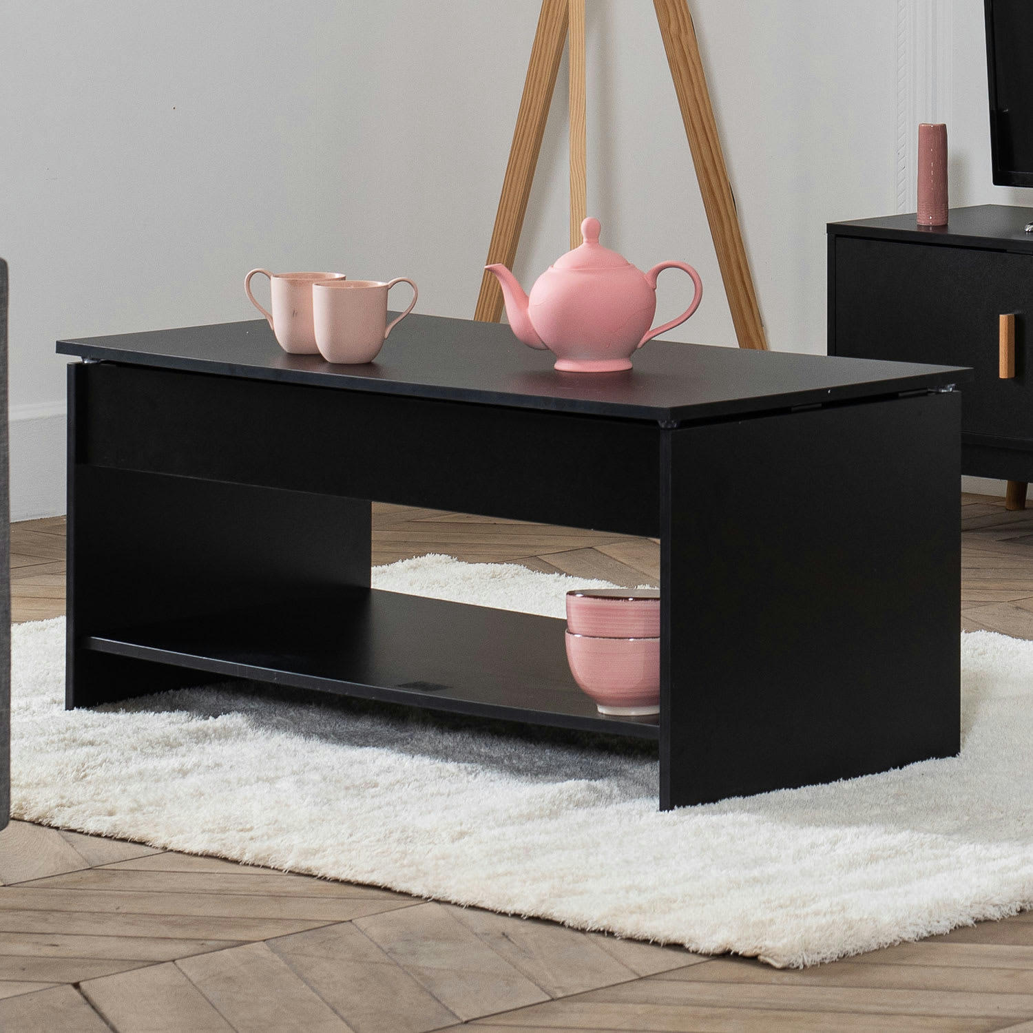 HEDDA - Table basse avec plateau relevable noire