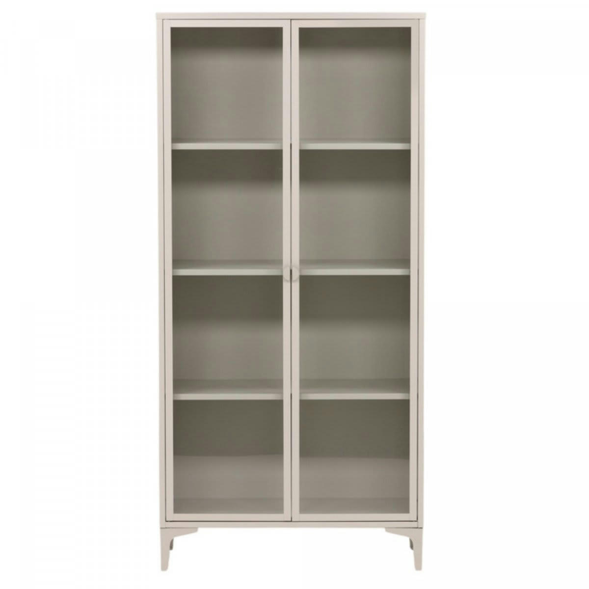 DIDI - Buffet haut avec portes vitrées en métal 190cm DIDI beige
