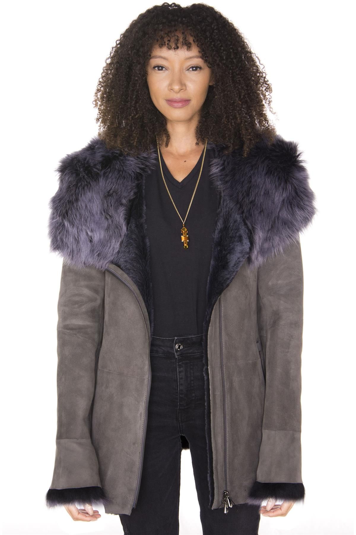 Infinity Leather Suede Hooded Merino Sheepskin Coat-Romsey