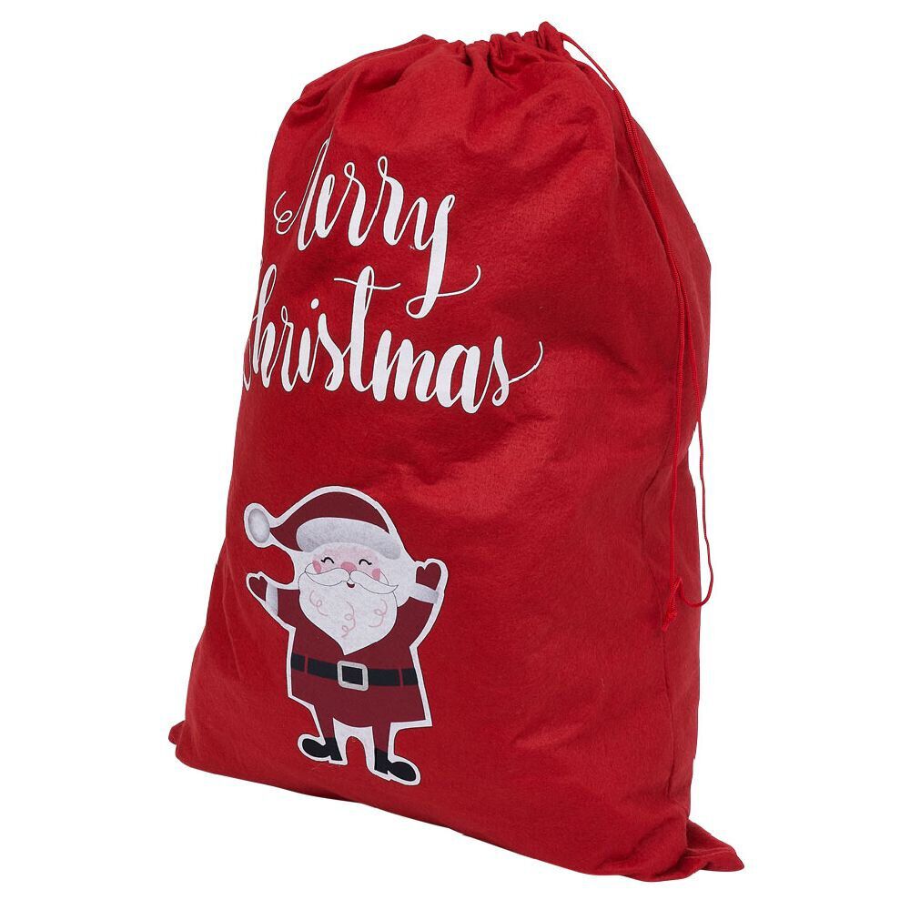 Sac cadeau hotte en feutrine rouge motif No&euml;l
