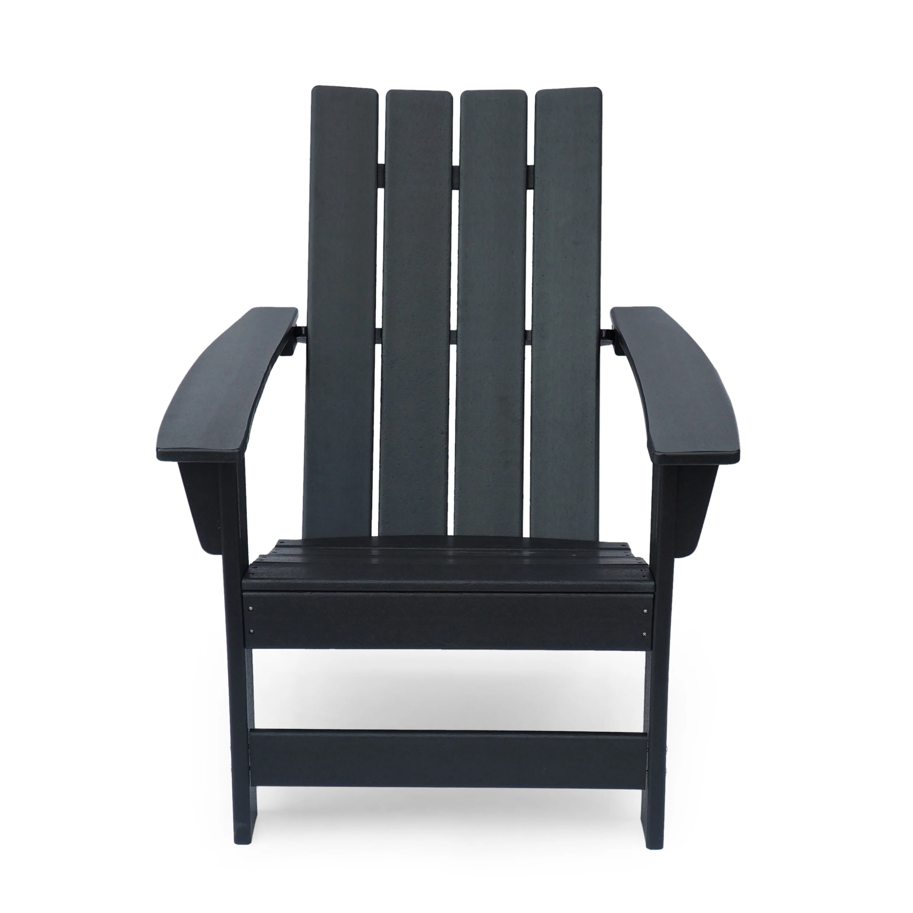 Elisa Outdoor Adirondack Chair, Waterfall Front, Slatted, Black Finish