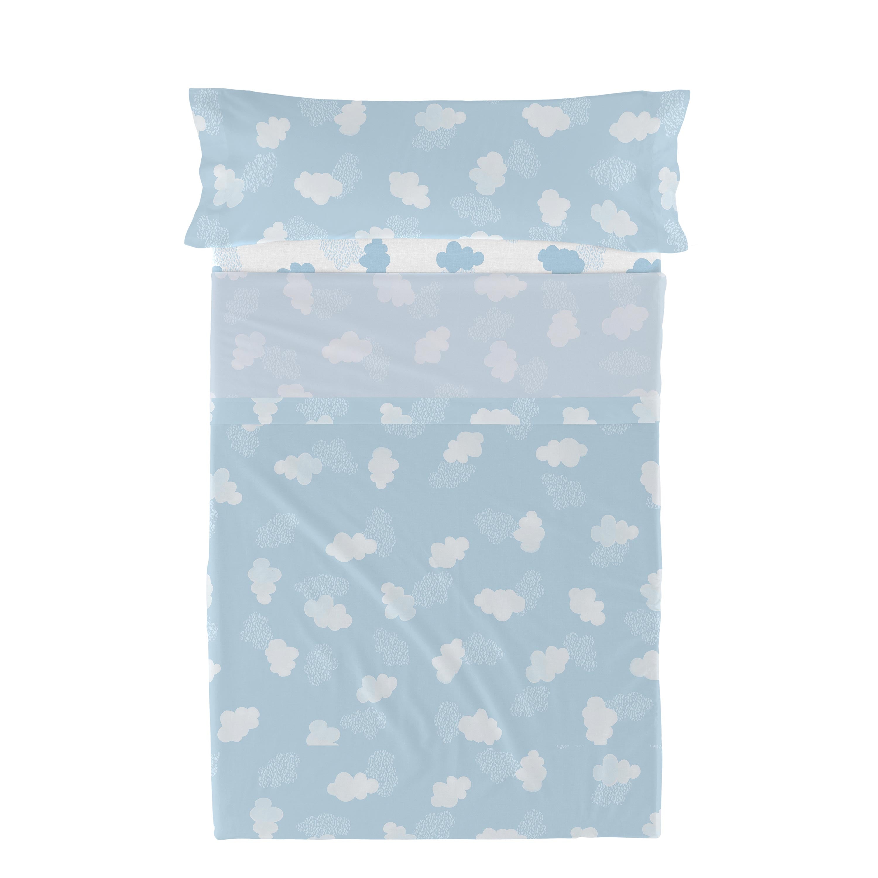 Clouds Laken Set 2-delig Blauw Basic Kids, Blauw, 100% katoen, de kwal