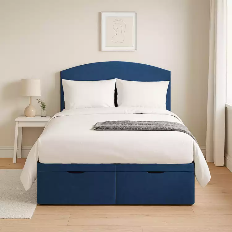 Millbrook Archer Double Fabric End lift Ottoman Bed - Blue