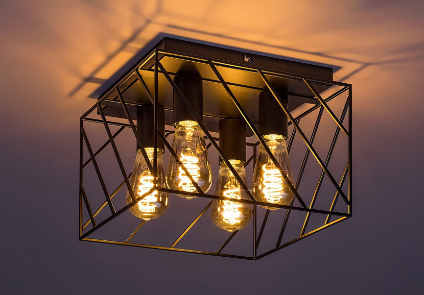 Lampa sufitowa czarna Boroo 4xE27x25W wym: 21,5x30x30 cm Rabalux