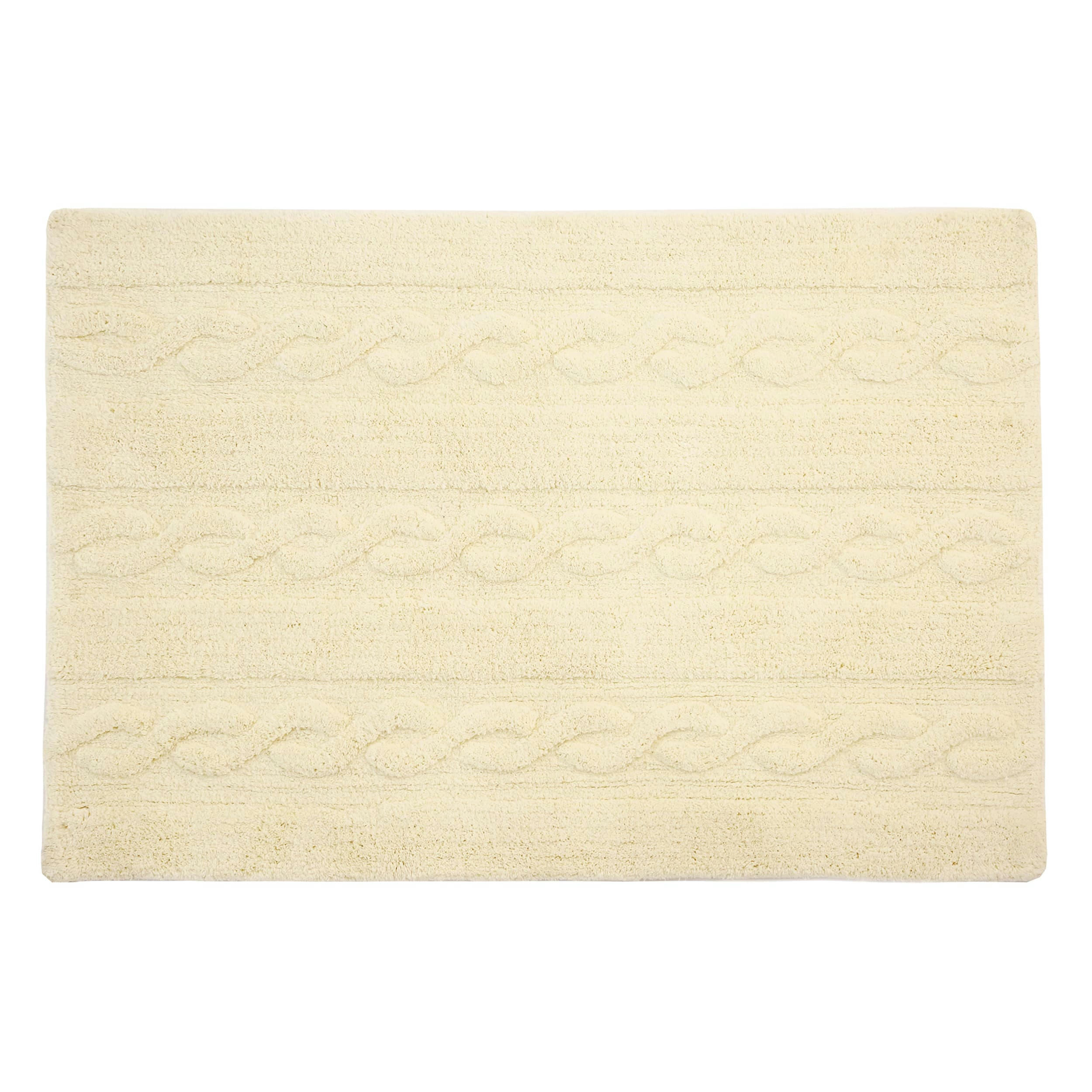 TRESSE - Tapis coton motif tresse vanille 120x80