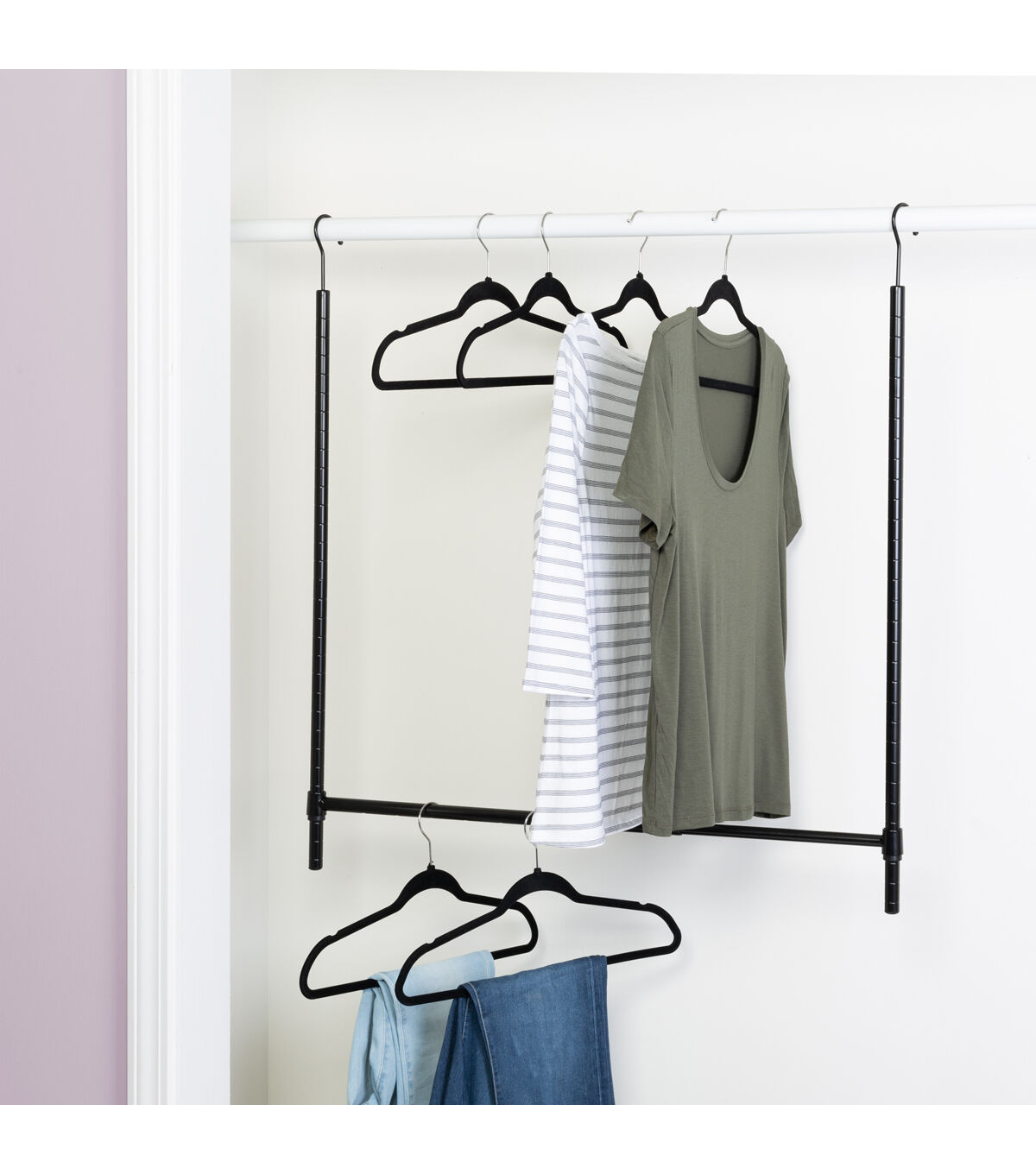 Honey Can Do 23 x 35 Black Clothes Hanging Closet Rod