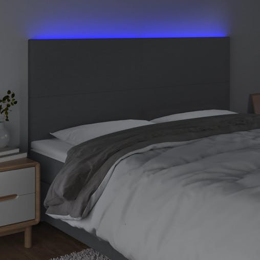 NNEVL LED Headboard Dark Grey 160x5x118/128 cm Fabric